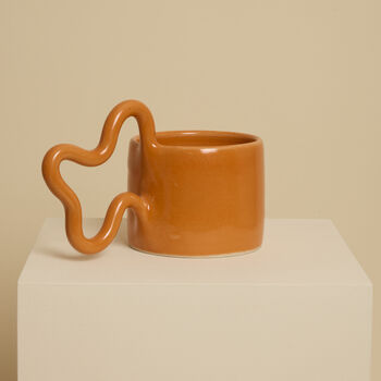 Orange Handmade Ceramic Mug With Wiggle Handle, 4 of 6