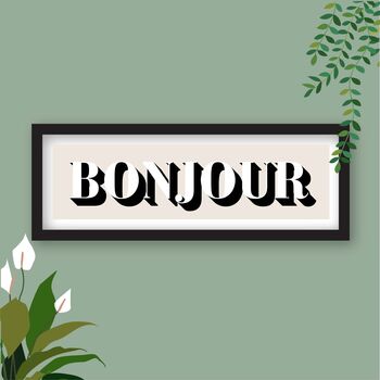 Bonjour Framed Typography Print, 5 of 10