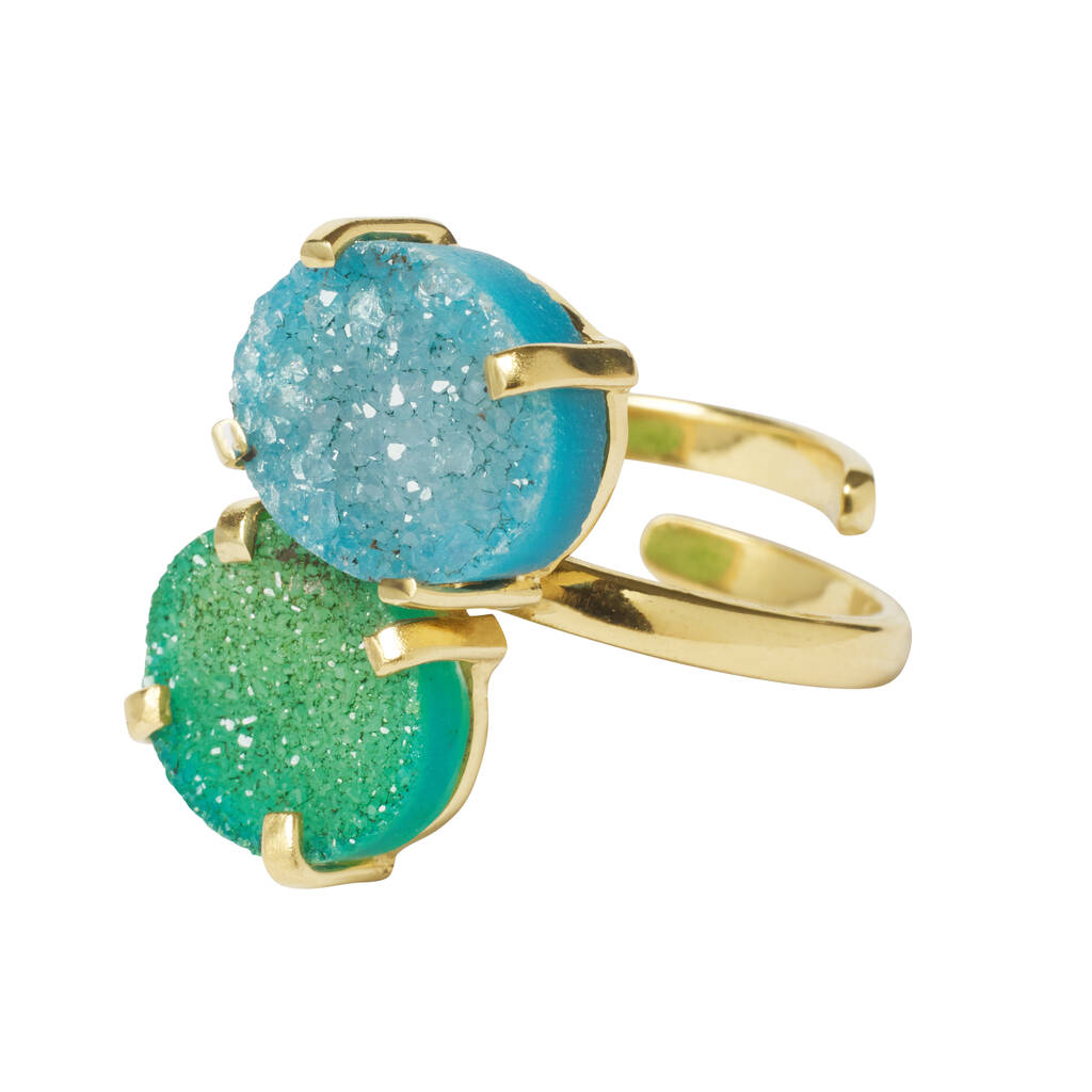 Colour Pop Lux Adjustable Ring Blue/Light Green