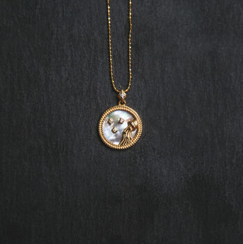 Asta Zodiac Necklace Mother Of Pearl 18 K Gold Plated, 12 of 12