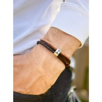 Personalised Men's Memorial Bracelet: Engraved Pendant With Ashes Keepsake Sympathy Gift, 2 of 10