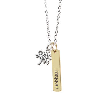 Personalised Tree Of Life Vertical Bar Necklace, 5 of 10