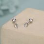 Sterling Silver Moonstone 18 G Screw Back Stud Earrings, thumbnail 2 of 12