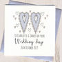 Personalised Glittered Hearts Wedding Card, thumbnail 1 of 1