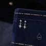 Tiny Cz Starburst Drop Stud Earrings In Sterling Silver, thumbnail 3 of 11
