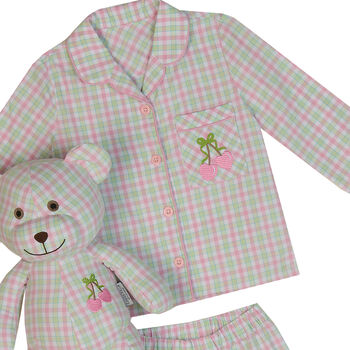 Cheer Girls Check Pyjama Set With Matching Teddy Bear, 4 of 5