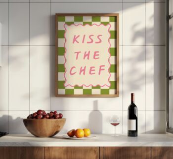 Kiss The Chef Wall Art Print Kitchen Poster, 5 of 10