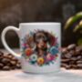 Personalised Chocolate Dachshund Floral Summer Dog Wreath Gift Keepsake Mug, thumbnail 1 of 2