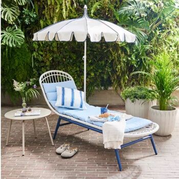 Two Tone Scalloped Parasol Cream And Navy, 2 of 5