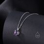 Tiny Genuine Amethyst Crystal Oval Pendant Necklace, thumbnail 1 of 10
