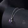 Tiny Genuine Amethyst Crystal Oval Pendant Necklace, thumbnail 1 of 11