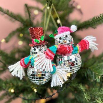 Personalised Disco Ball Snowman Christmas Decoration, 3 of 7