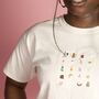 Unisex Hand Embroidered Natural Cafe Tshirt, thumbnail 2 of 12
