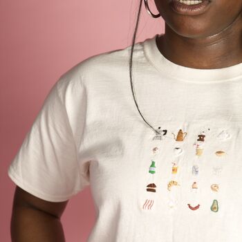 Unisex Hand Embroidered Natural Cafe Tshirt, 2 of 12