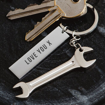 Personalised Spanner Engraved Keyring Gift, 3 of 3