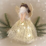 Gold Brunette Light Up Angel Tree Topper Decoration, thumbnail 1 of 12