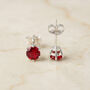 Tiny Sterling Silver Ruby Crystal Stud Earrings, thumbnail 3 of 4