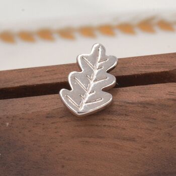 Oak Leaf Stud Earrings In Sterling Silver, 3 of 12