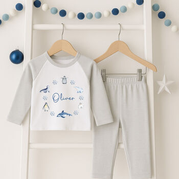 Personalised Kids Christmas Pyjamas Winter Animals, 2 of 3