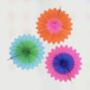 Flower Fan Paper Decoration Set Of Three Two Tone, thumbnail 1 of 3