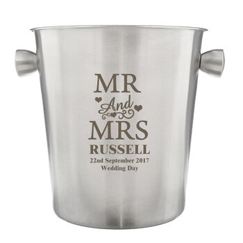 'Mr And Mrs' Personalised Steel Wine Ice Bucket, 2 of 3