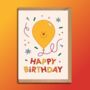 Birthday Balloon Greeting Card Yellow, thumbnail 1 of 2