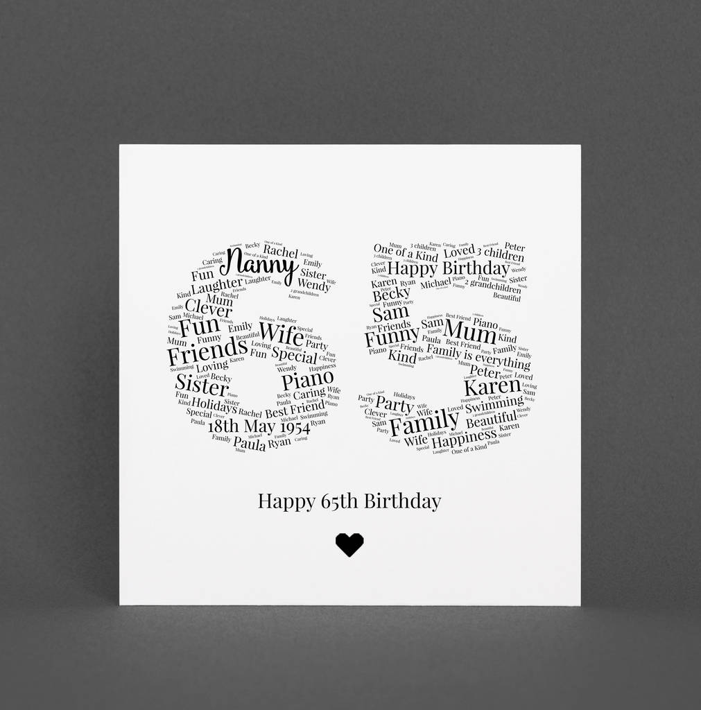 Personalised 65th Birthday Gift Print, 1 of 6
