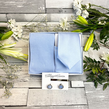 Blue Daisy Wedding Tie Set, 4 of 10