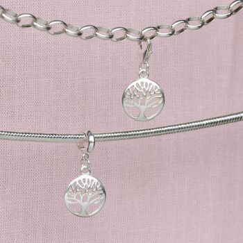 Sterling Silver Circle Tree Of Life Charm, 2 of 7