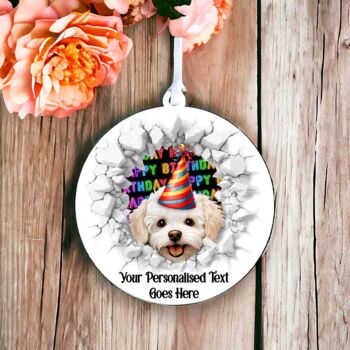 Personalised Bichon Frise Birthday Break Through Dog, 7 of 9