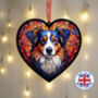 Australian Shepherd Stained Glass Effect Heart Suncatcher, thumbnail 1 of 6