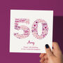 50th Birthday Card Personalised For Her Any Age, thumbnail 1 of 5