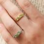 Emerald And Peridot Pear Cut Half Eternity Band In Sterling Silver And Gold Vermeil, thumbnail 2 of 11