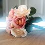 Faux Flowers Bouquet Of Peach And Cream Roses, thumbnail 6 of 7