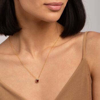 Emerald Cut Garnet 18k Gold Plated Necklace, 4 of 5