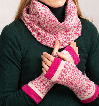Soft Handmade Fair Isle Knitted Wrist Warmers, 3 of 8