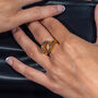 Designer Art Deco Halo Ring In 18ct Gold Vermeil, thumbnail 3 of 6