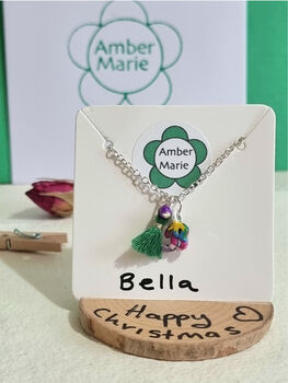 Dainty Tassel Initial Necklace Stand Up Gift In Box, 5 of 12