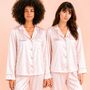 Personalised Women's Mothers Luxury Pink Silky Satin Pyjamas, thumbnail 2 of 12