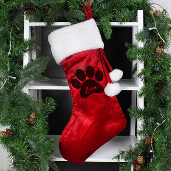 Personalised Paw Print Red Stocking, 3 of 3