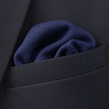 Navy Blue Knitted Neck Tie, Bow Tie And Pocket Square Variations Made From Soft Polyester | Gents Formal Accessories | Gift For Him | Wedding Tie, 6 of 12