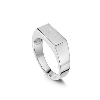 Slim Rectangular Signet Ring 925 Solid Silver, 3 of 6