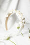 White Flower Embellished Headband With Gems, thumbnail 1 of 8