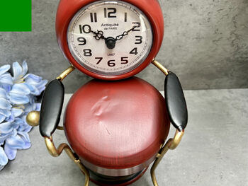 Barber’s Chair Table Clock – Red And Black Metal Ornament, 12 of 12