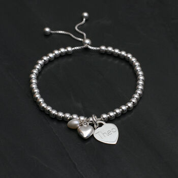 Personalised Sterling Silver Ball Slider Bracelet, 3 of 9