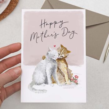Cute Cats Hugging, Happy Mother's Day Card, 2 of 2