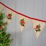 Christmas Robin Embroidered Linen Bunting, thumbnail 1 of 4