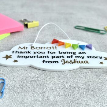 Thank You Personalised Teacher Gift, Cloud Keepsake, 2 of 5