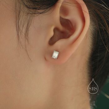 0.8 Ct Emerald Cut Moissanite Diamond Stud Earrings, 3 of 10