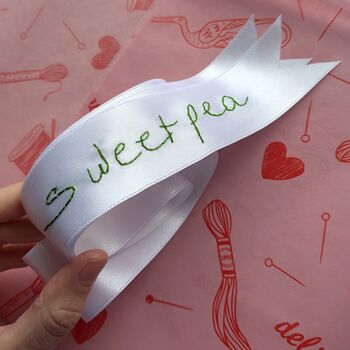 Personalised Handwriting Wedding Bouquet Ribbon, 6 of 7